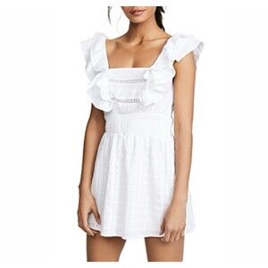 Kos Resort Mini Dress S Small Tiered White Cotton Summer Boho Beach Vacation